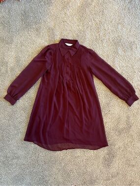Nine West Burgundy Pintuck Front Dress